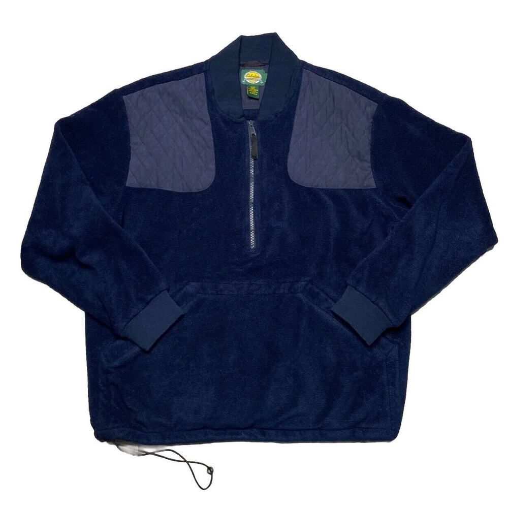 Vintage Cabelas Jacket Mens XL Navy Blue Fleece 1/2 Zip Outdoor Casual 90s